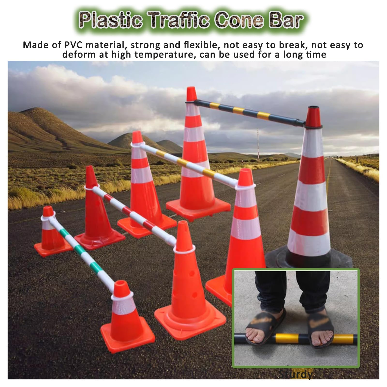 Conos de señalización Vial de Alta Visibilidad, Postes de conexión entrelazados para el Mantenimiento de Carreteras - Juego de 6 Piezas, Azul y Blanco, para Fines de construcción y advertenc