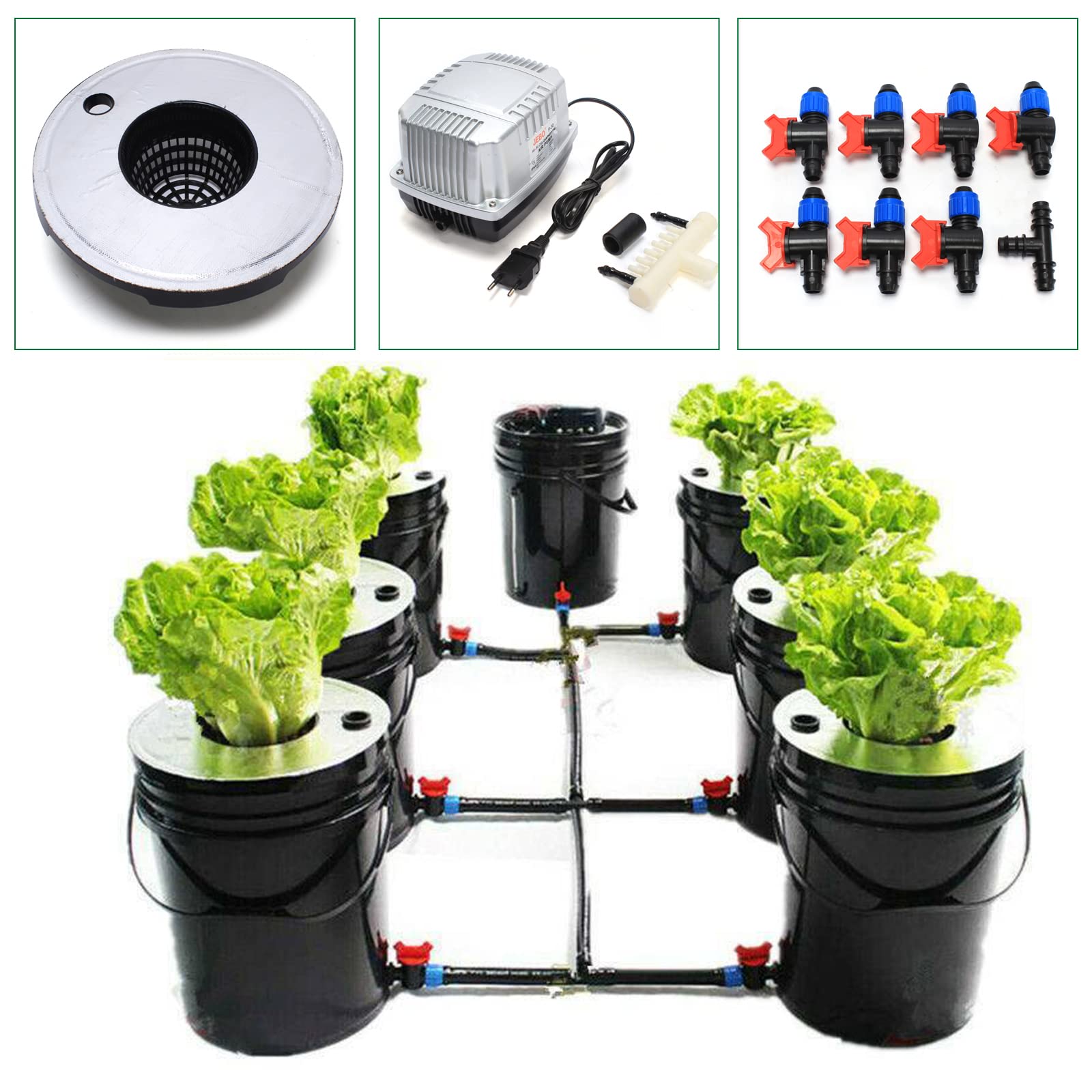 DWC Hydrokultur Grow System Kit 20L x 7 Bucket Indoor Hydroponic Cultivation System