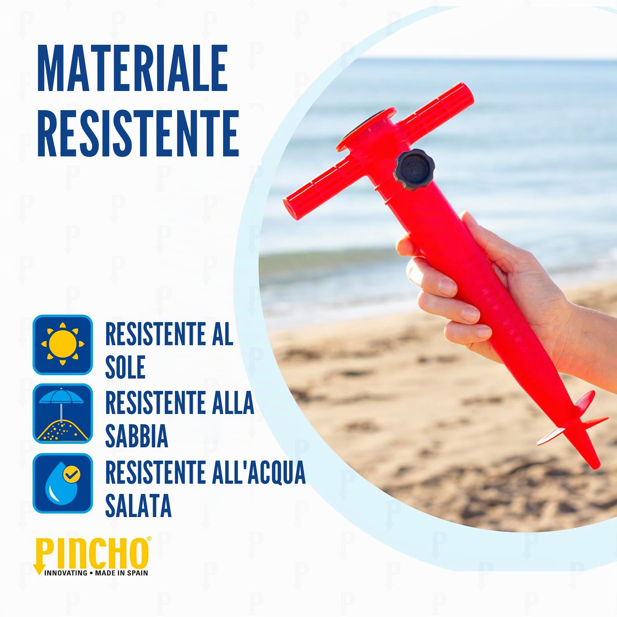 Porta Ombrellone da Spiaggia PINCHO Supporto con Vite Regolabile 35 mm 31 cm