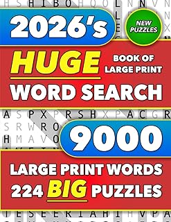 Huge Book of Large Print Word Search: 9000 Words - 224 Puzzles - Varied Themes - Big Print Word Finds For Adults, Seniors,...