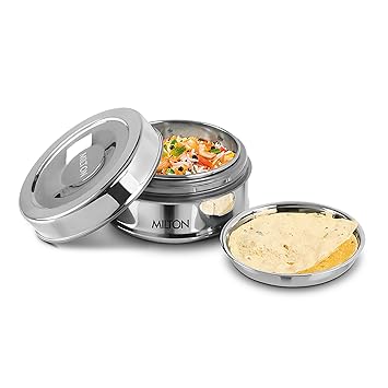 Steel Snack Stainless Steel Tiffin, 480 ml, Steel Plain
