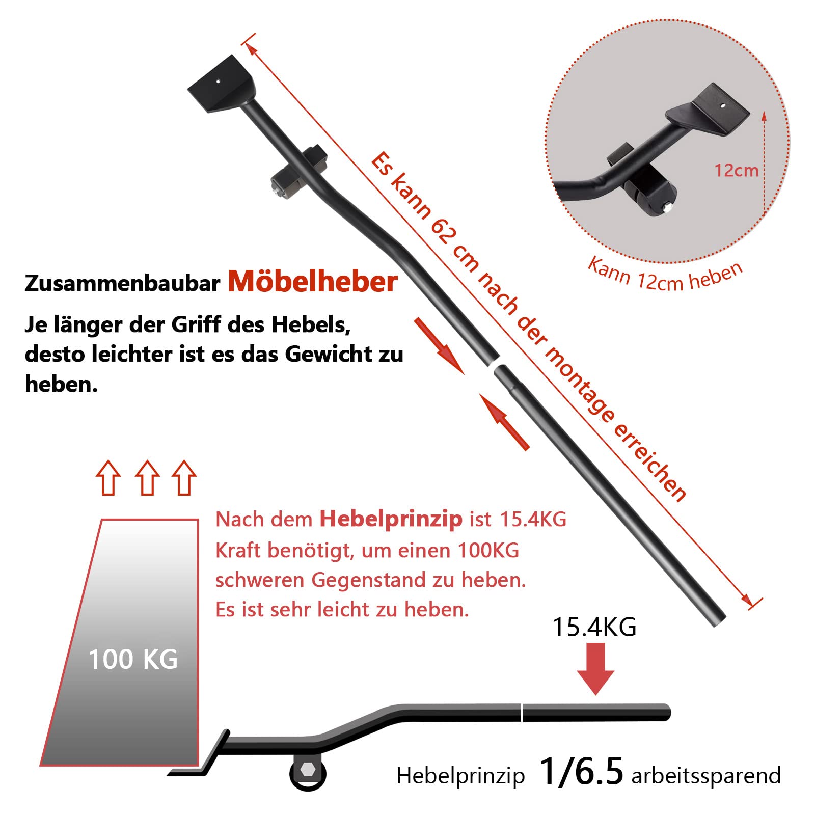 ONEON Möbel Transportroller mit Rollen Set - Connect Dolly | 360° Drehbare Möbelroller zum Bewegen von Schwere Möbeln, Geräte, Max. 300 KG, inkl. Möbelheber