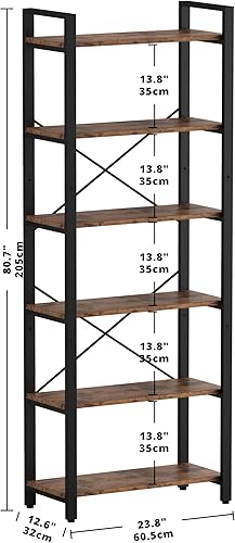 Miniatura 13 de IRONCK Estantería de escalera de 6 niveles de 110 libras o estante de exhibición de estilo industrial vintage para oficina en casa, sala de estar
