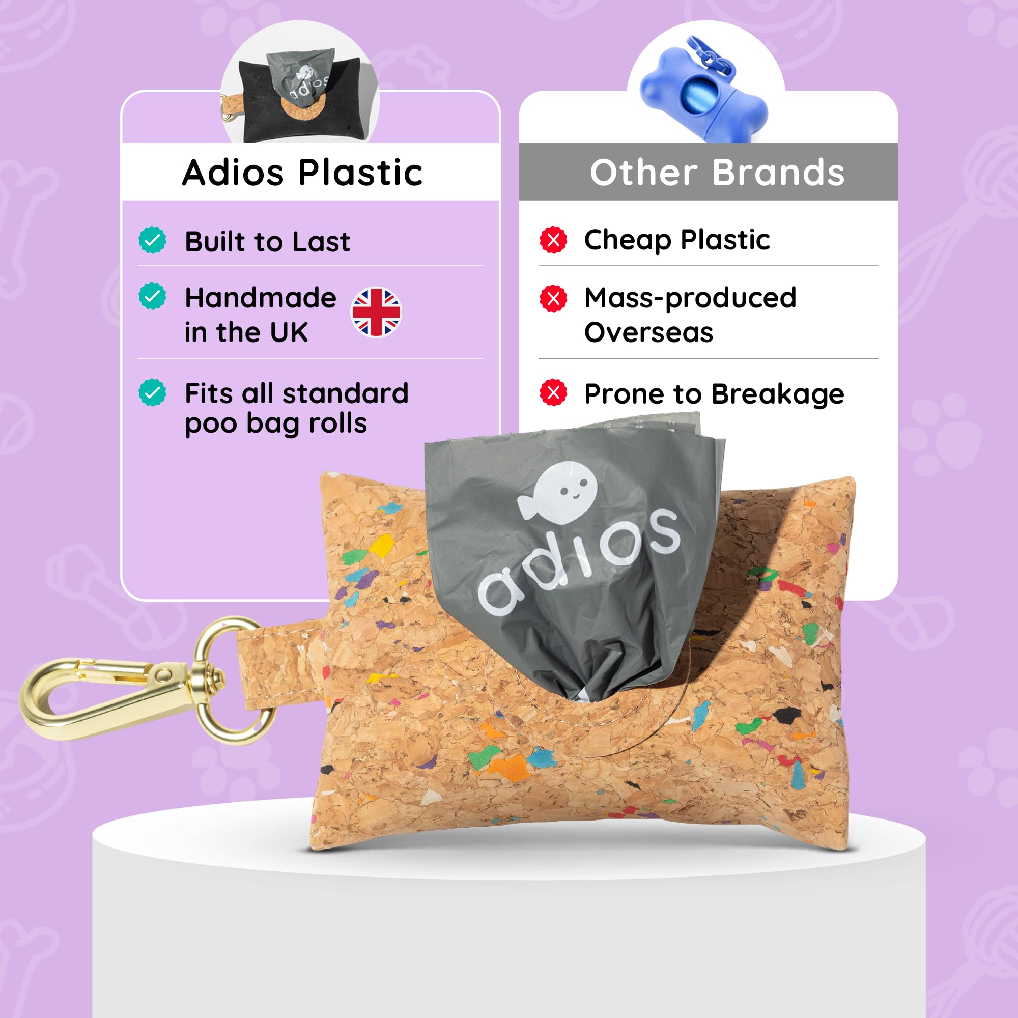 Adios Plastic, Handmade Mint Cork Poo Bag Dispenser, Eco‑friendly Dog Waste Bag Holder, Plastic Free - Image 2