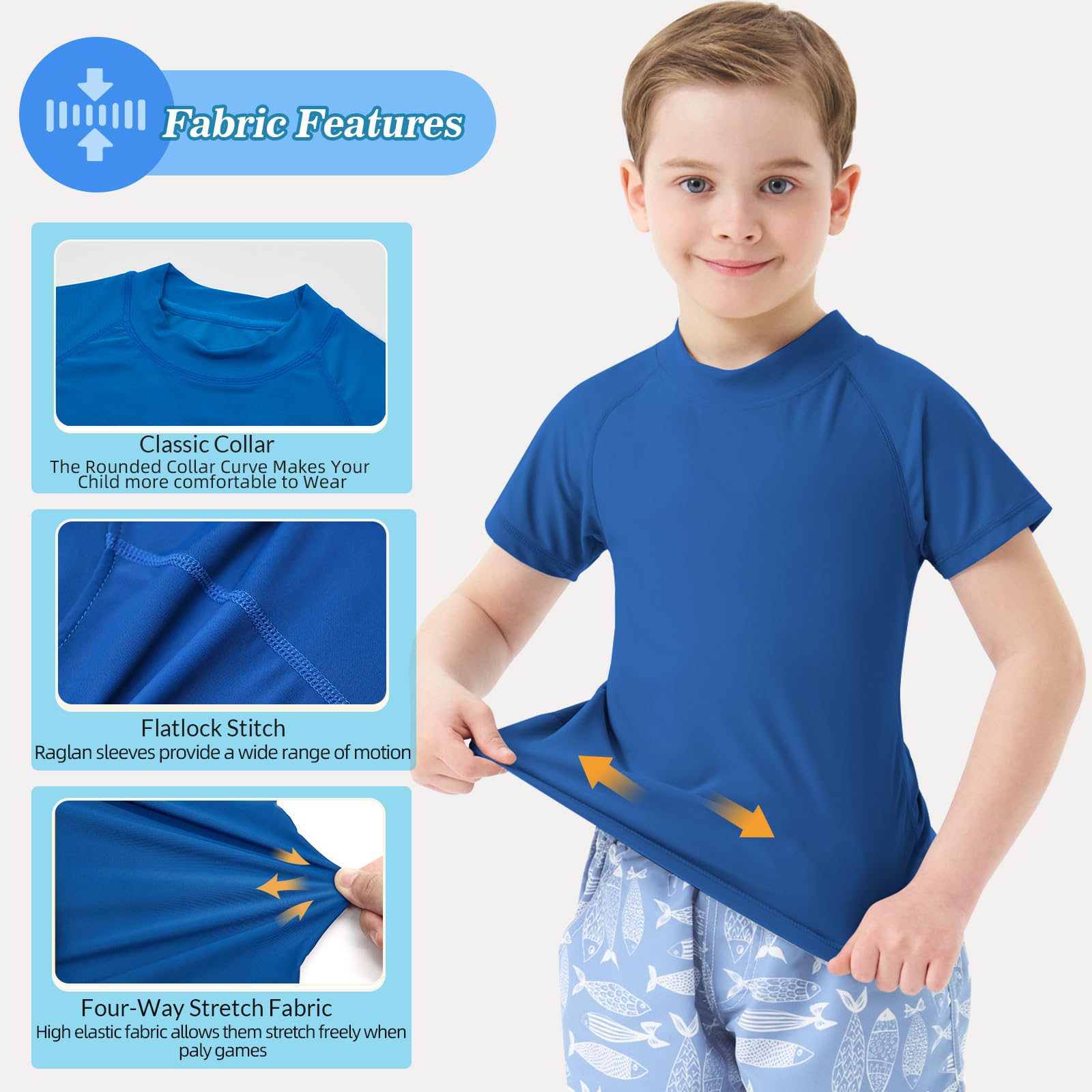 MEETWEE Garçon Manches Courtes Longues Rash Vest Garde Enfants Natation Top UV Protection Solaire pour Surf Beach Pool
