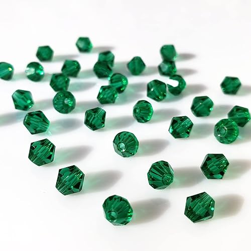 Miniatura 2 de MEIUIJQ 1800 cuentas de cristal verde de 564 pulgadas (0.157 in) con forma de bicono facetado, cuentas espaciadoras de cristal para pulseras,