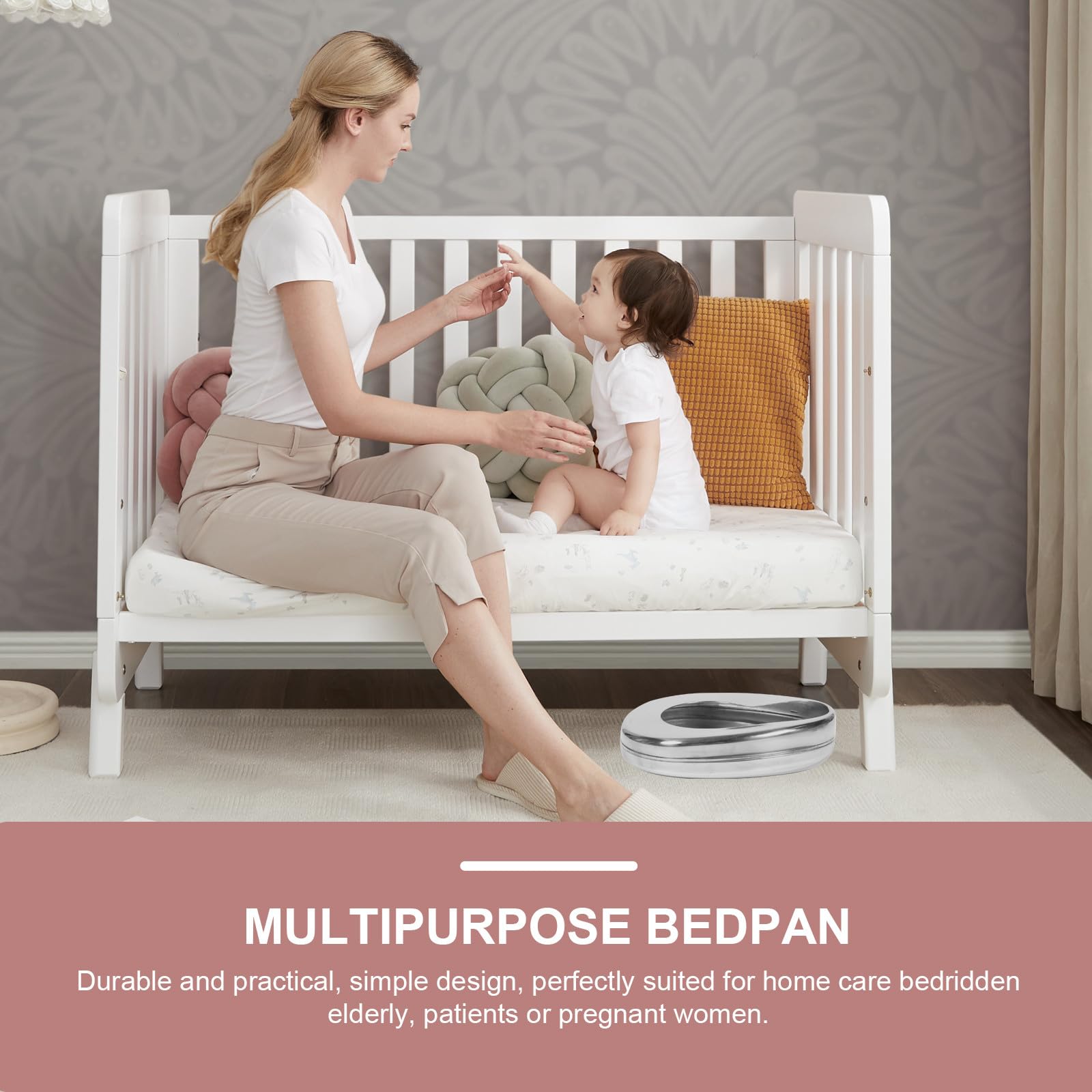 1pieza Orinal Portátil de Acero Inoxidable para Adultos Orinal y Horizontal Cama para Pacientes Encamados Asiento Cómodo y Fácil de Limpiar para Cuidado Casa