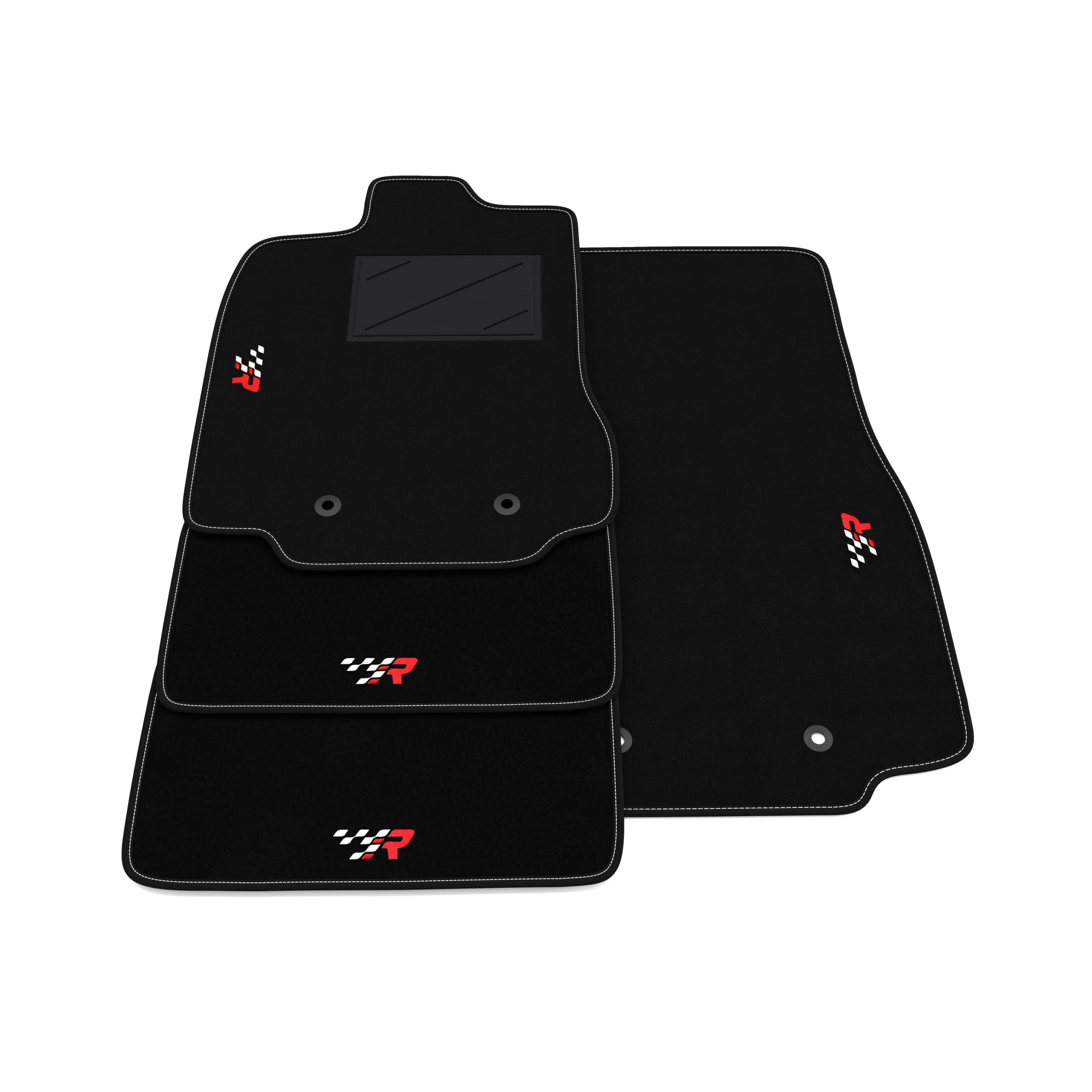 Set de Tapis de Voiture compatibles avec Jaguar XF berline 2008-2015 | Tapis sur Mesure en Moquette, Broderie R Racing, sur Mesure