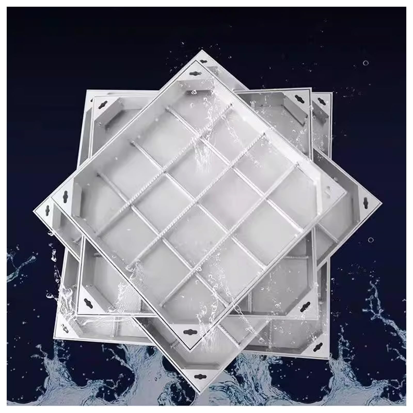 Couvercle et Cadre de Regard Invisibles en Acier Inoxydable, Couvercle et Base de Fosse septique rectangulaire encastrés en Acier Inoxydable, allée, Trottoir(5cm,40 * 40cm/15.7 * 15.7in)