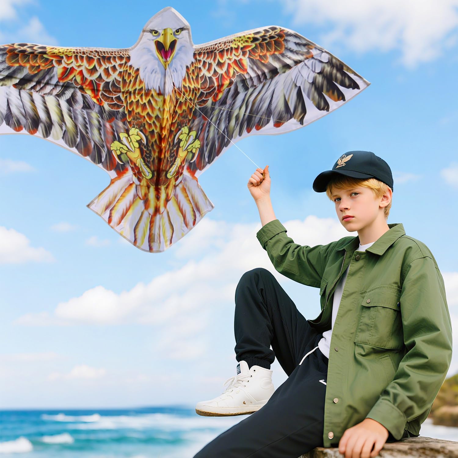 Bald Eagle Kite for Adults & Kids, Professional Durable Kites for Beginners, Outdoor Activities, Beach & Park - Easy Fly Kites Toys for Family Fun