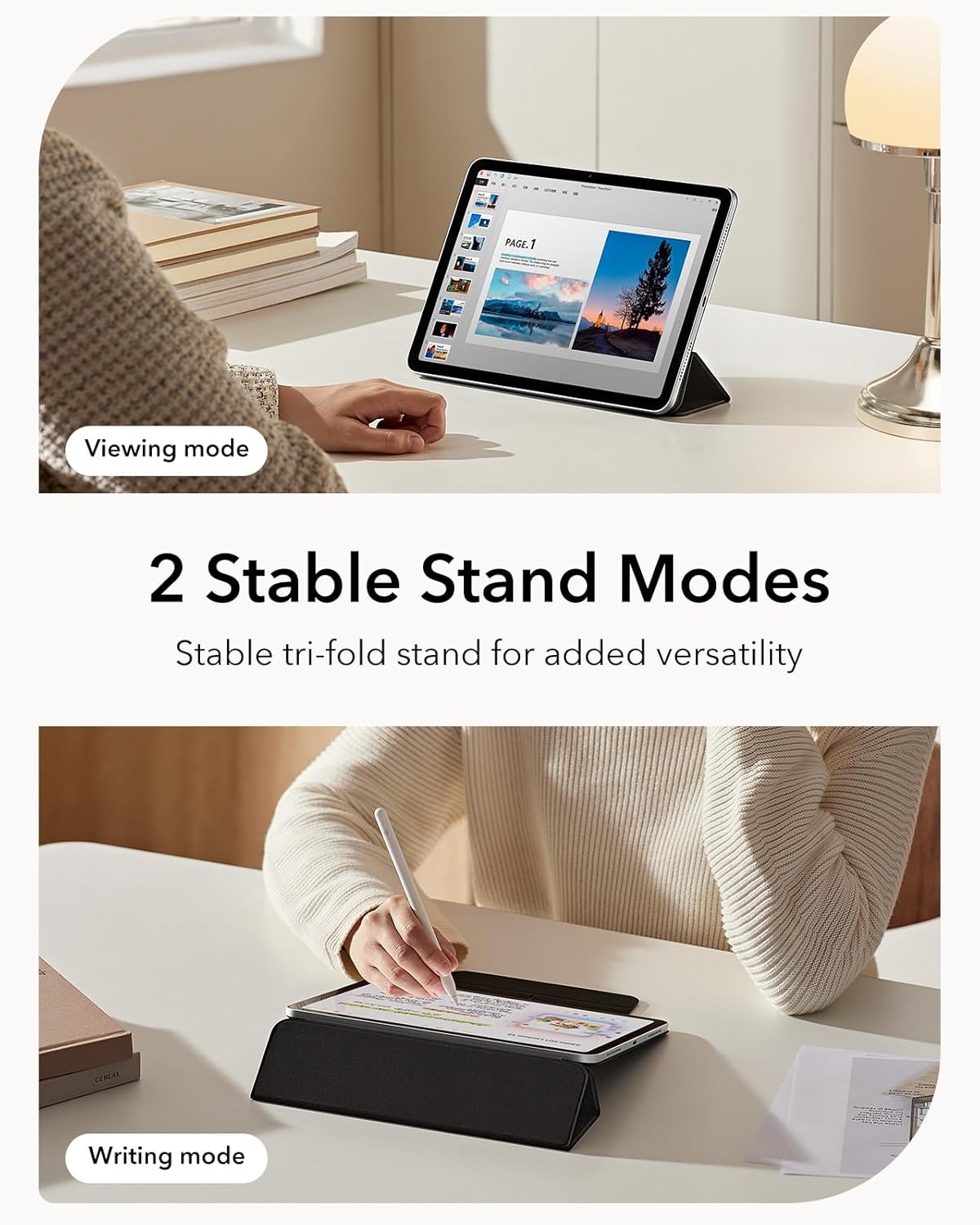 ESR for iPad Air 13 Inch Case M3/M2 (2025/2024), iPad Pro 12.9 6th/5th/4th Gen, Powerful Magnetic Attachment, Slim Trifold Stand Case, Supports Pencil Pro & Pencil (USB-C), Rebound Series, Black - Image 8