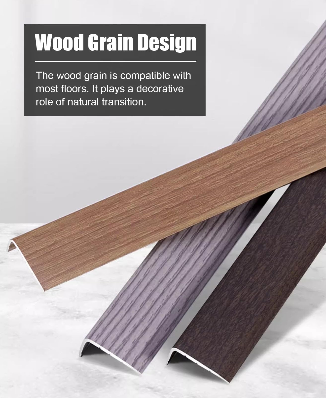 Vibeo Perfil de Transición Aluminio Borde de Escalera Veta de Madera, Neutral de Escalera en Forma de L Escaleras, Banda de Transición de Suelo Protectores de Esquinas(Style D)