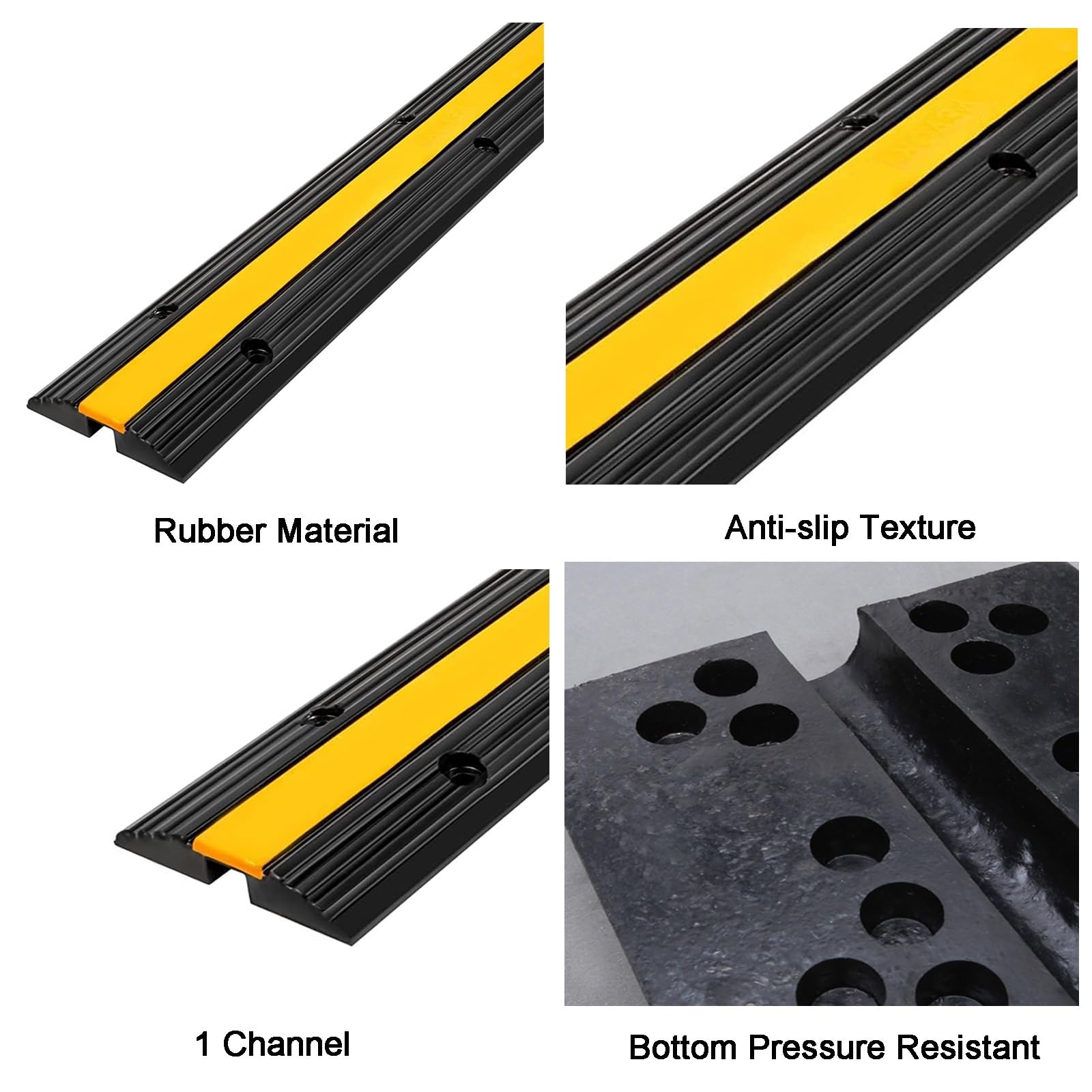 Pasacables de Suelo para Proteger Las Cables Protector, Protección de Piso de Riel de Cable y Manguera de Un Solo Canal Resistente, 97 X 15 X 3 cm, para Uso en Interiores y Exteriores