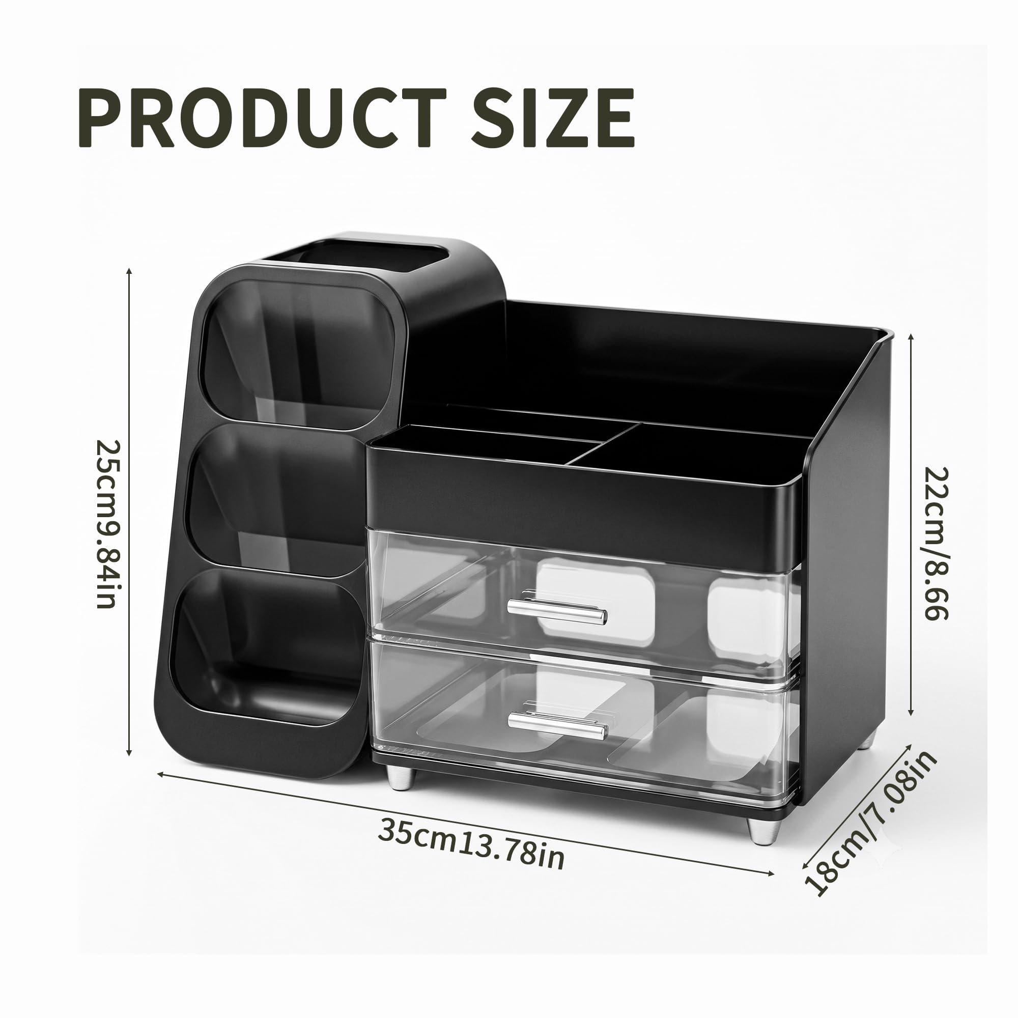 PrecisionAuto Organizador de escritorio de gran capacidad con 2 cajones