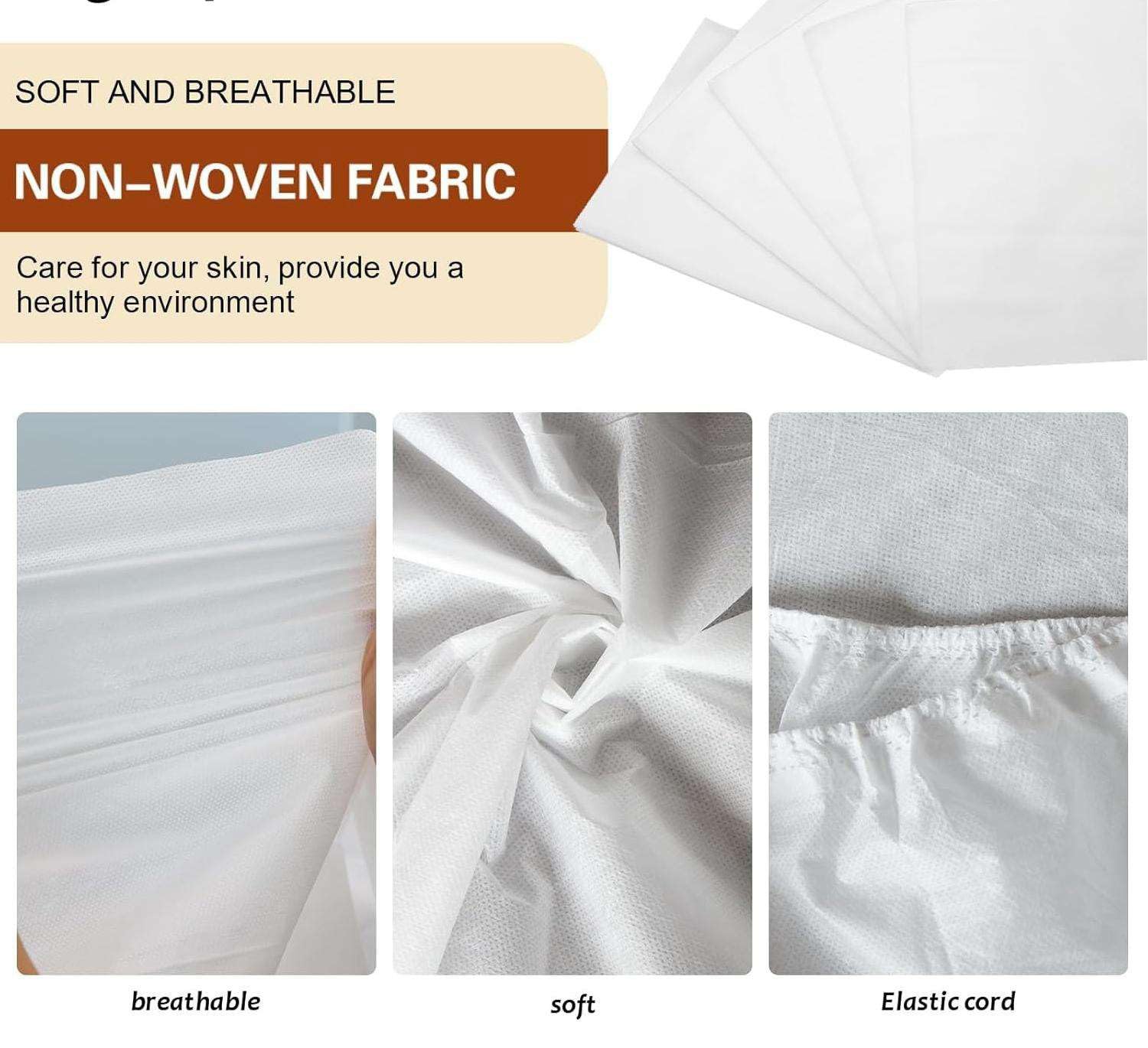 50PCS Sabanas Desechables Camilla Masaje, Funda Tensada Desechable Impermeable de 90 x 215 cm para Camilla de Masaje; Sábanas Desechables para Spa y Salón de Belleza (WHITE2)