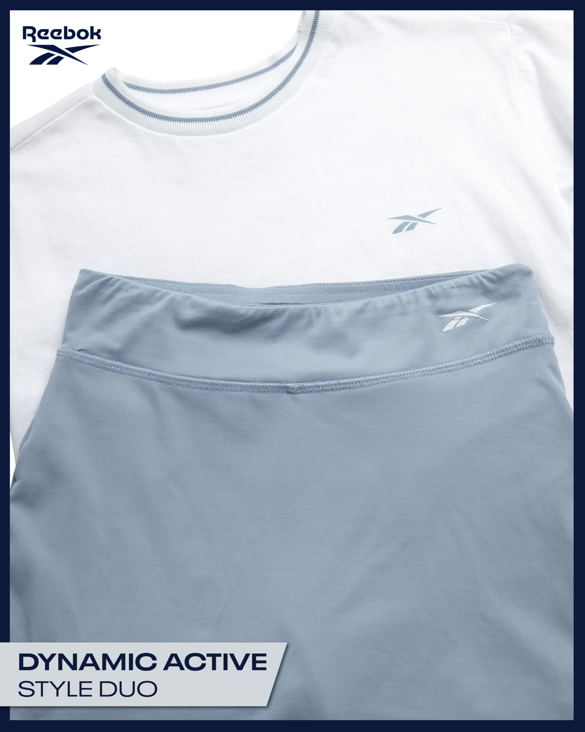 Reebok Mädchen-Rock-Set – 2-teiliges kurzärmeliges Oberteil und fließender Tennisrock mit Shorts darunter – athletisches Skort-Set für Mädchen