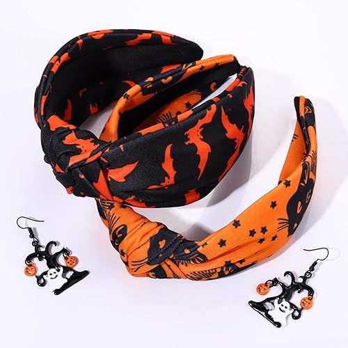 Miniatura 3 de Diademas de Halloween para mujer, espeluznante murciélago y gato, diadema anudada, disfraz de fiesta de Halloween, accesorios para el cabello,