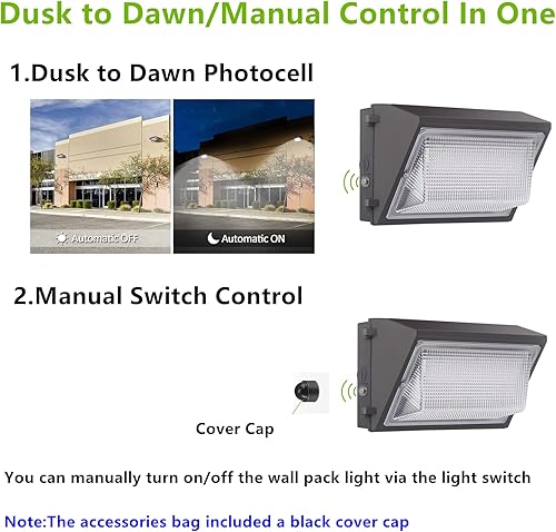 Miniatura 5 de Paquete de pared LED de 100 W, del anochecer al amanecer, 13000 lúmenes, 5000 K, iluminación de seguridad comercial de luz diurna, equivalente a
