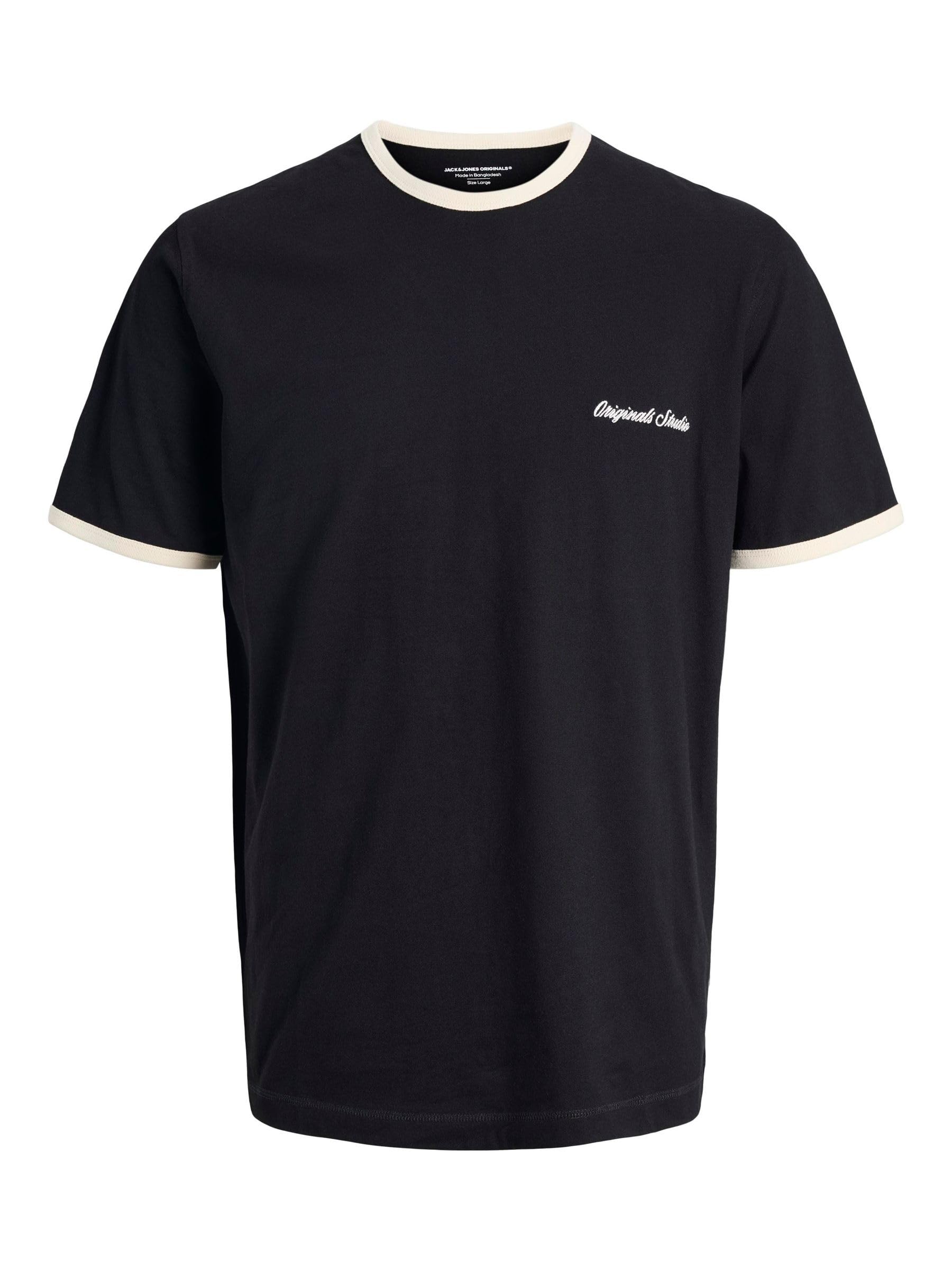 JACK & JONES Jornorrebro Ringer Tee SS Crew Neck, Black, L