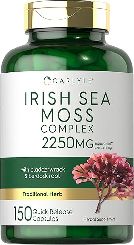 Miniatura 1 de Carlyle Cápsulas de musgo marino irlandés de 2250 mg | 150 unidades | Fórmula compleja con vejiga y raíz de bardana | Sin OMG y sin gluten