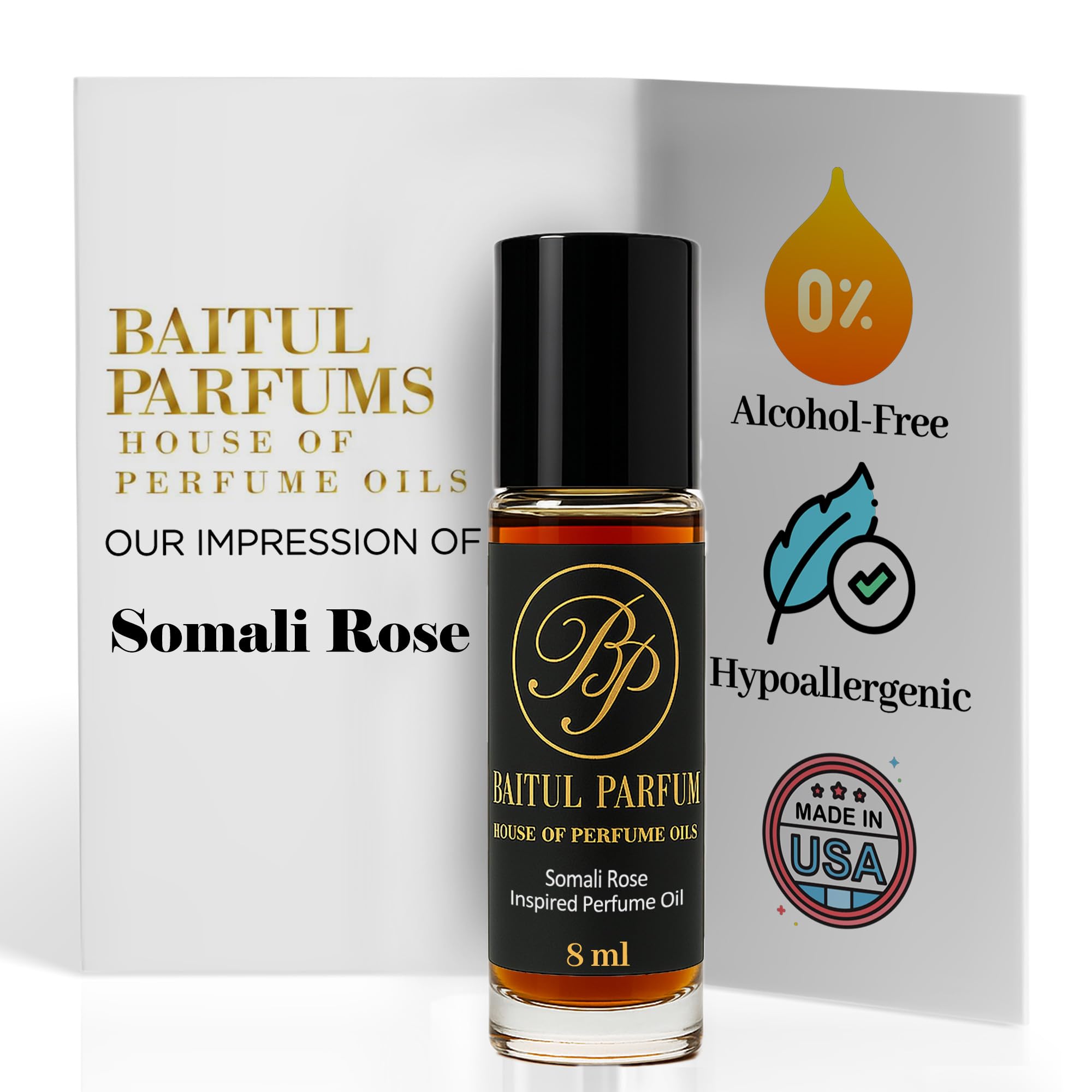 ASMARKET Comparable to Somali Rose Alcohol-Free Fragrance - 8ml Travel Size Perfume Oil in Glass Bottle, Perfume Oil Roll On Rollerball for On the Go