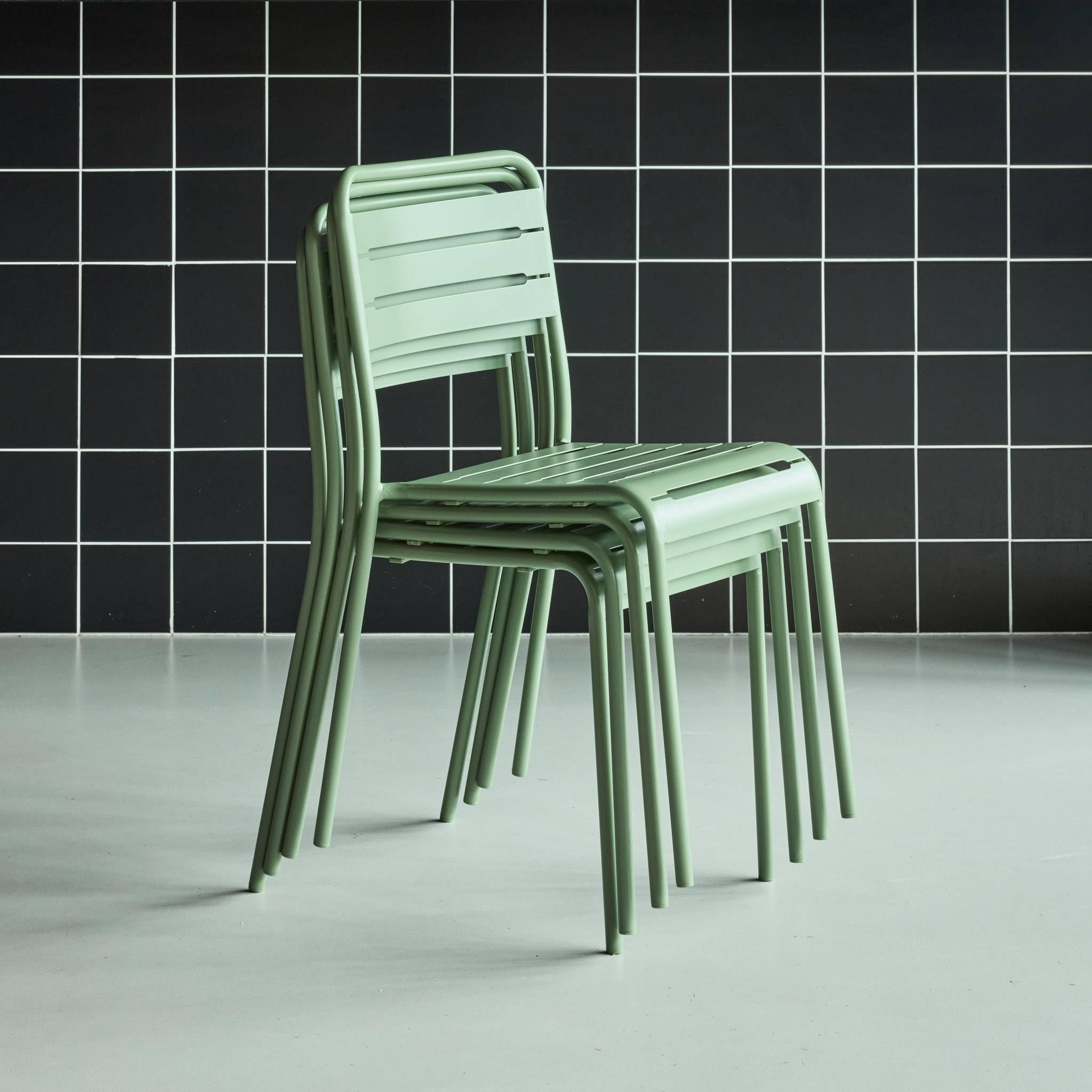 Alice's Garden sweeek - Lot de 4 chaises de Jardin Acier. 4 Places. Vert. Amelia. L44 x P52 x H79cm