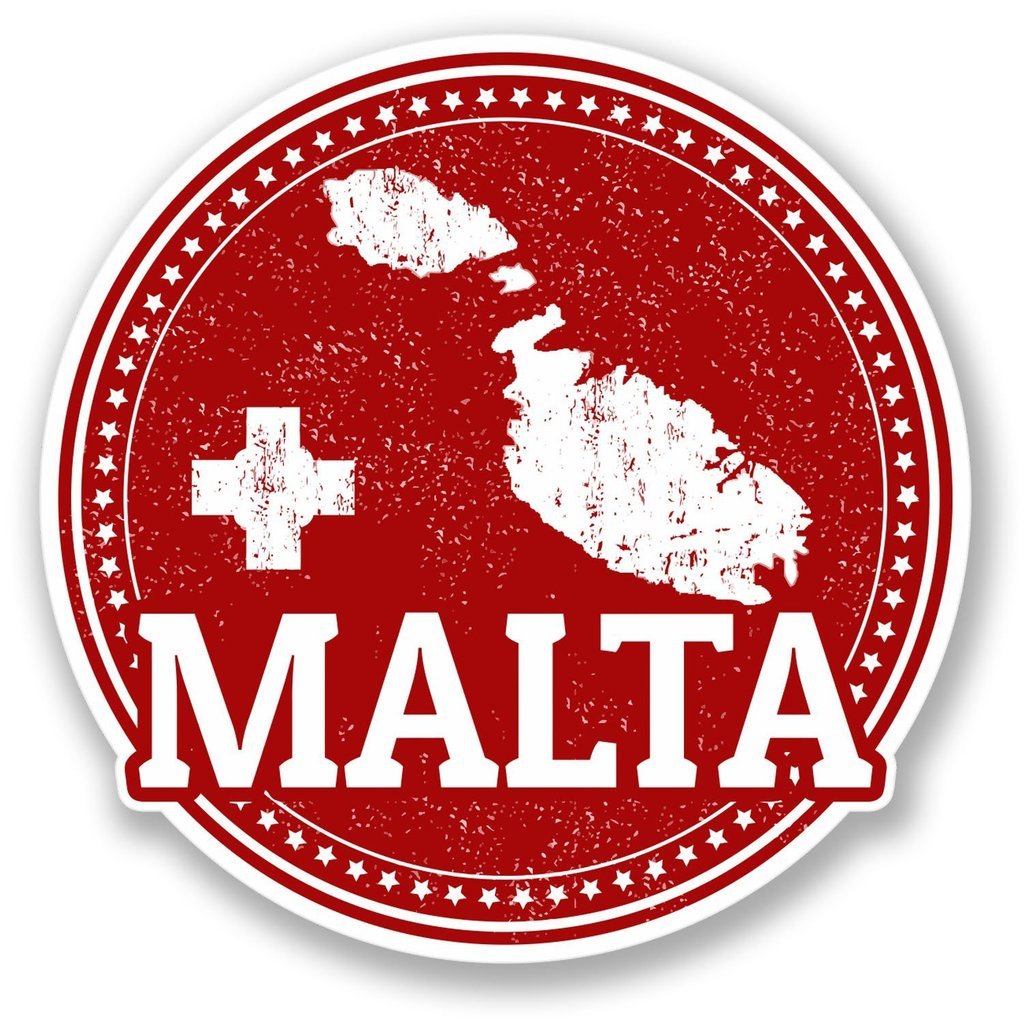 2 x 10cm/100mm Malta Vinyl SELF Adhesive Sticker Decal Laptop Travel Luggage Car Bike Sign Fun #4285