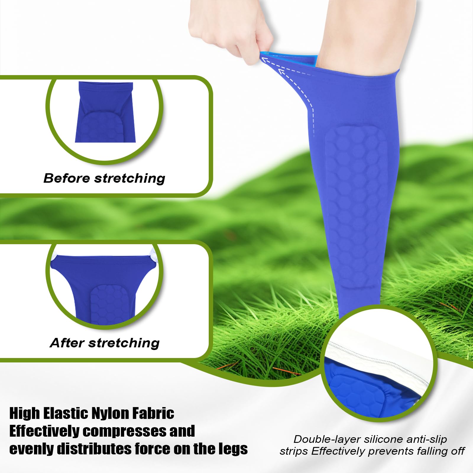 Parastinchi Calcio Bambino con Imbottitura a Nido d'Ape, Protezione Antiurto & Design Integrato, Traspirante & Fascia Antiscivolo, Parastinchi professionali antiurto