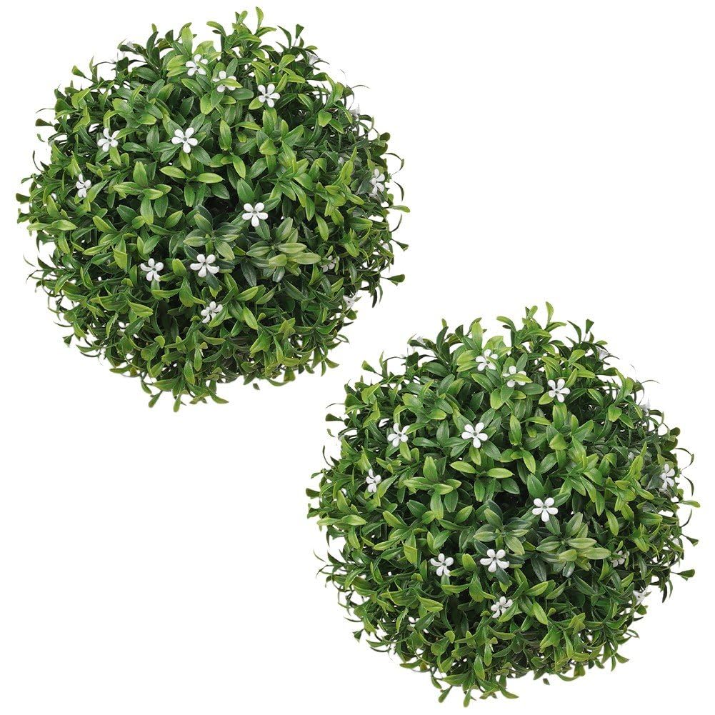 Sanfly Artificial Topiary Balls Realistic Leaf Grass Ball Hanging Grass Balls Decorative Greenery Ball for Garden Courtyard