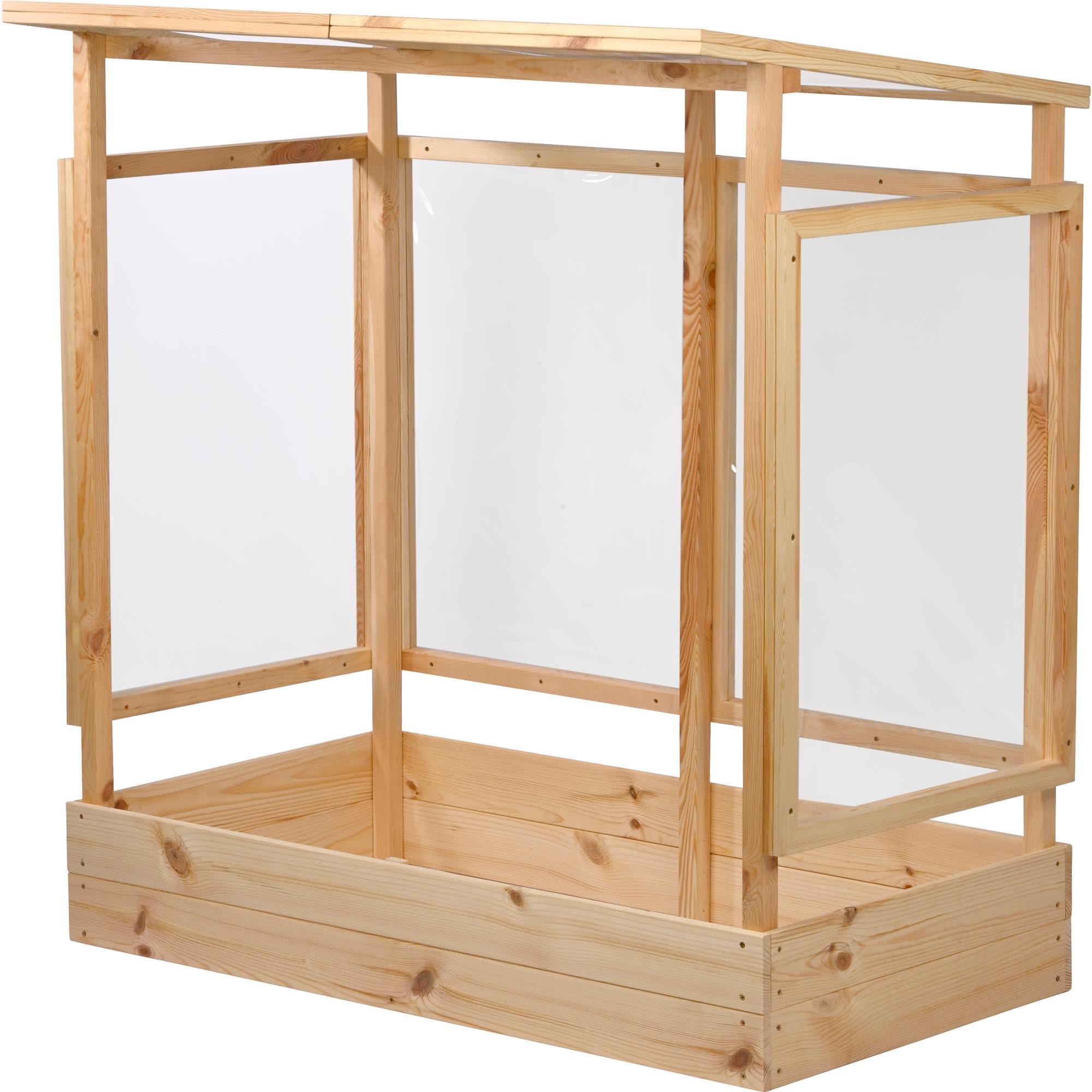 dobar® Tomatenhaus aus Holz mit PVC-Schutzscheiben kleines Gewächshaus für Tomaten, Gurken & Gemüse im Gartenbeet Pflanzenhaus mit Rankhilfe für geschützten Gemüseanbau 116 x 71 x 120 cm