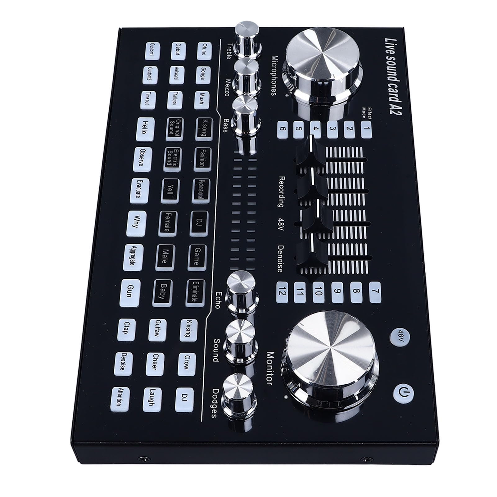 Mezclador de Audio de Tarjeta Sonido en Vivo, Equipo Podcast Interfaz Audio Bundle PC Teléfono Móvil Universal con Procesamiento Avanzado para la Transmisión Grabación 48V, Sonido Superior