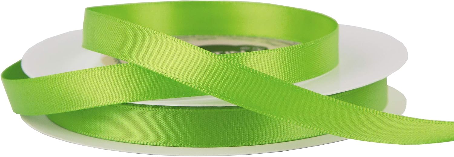 VATIN 10mm Double Faced Apple Green Polyester Satin Ribbon - Image 4