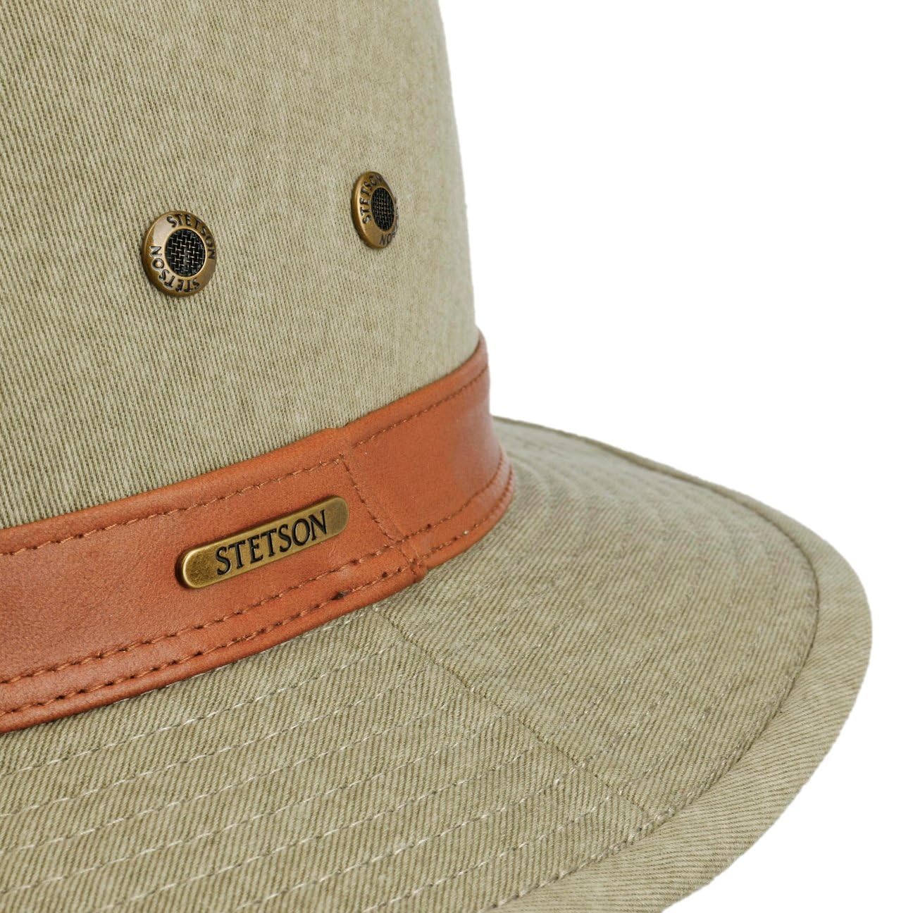 Stetson Cotton Traveller Outdoorhut Zeitloser Unifarbener Hut mit Metallösen Komfortabel Herren Ganzjährig