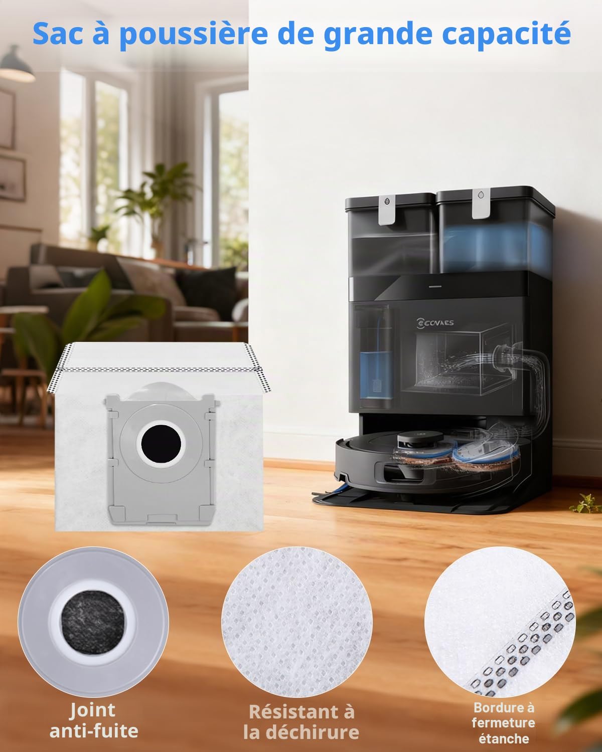 Accessoires pour ECOVACS DEEBOT T30C Omni/ T30C Omni Gen2 Aspirateur, 1 Brosse Principale, 6 Chiffons de Nettoyage, 6 Brosses Latérales, 4 Filtres, 4 Sacs à Poussière, 1 Brosse de Nettoyage