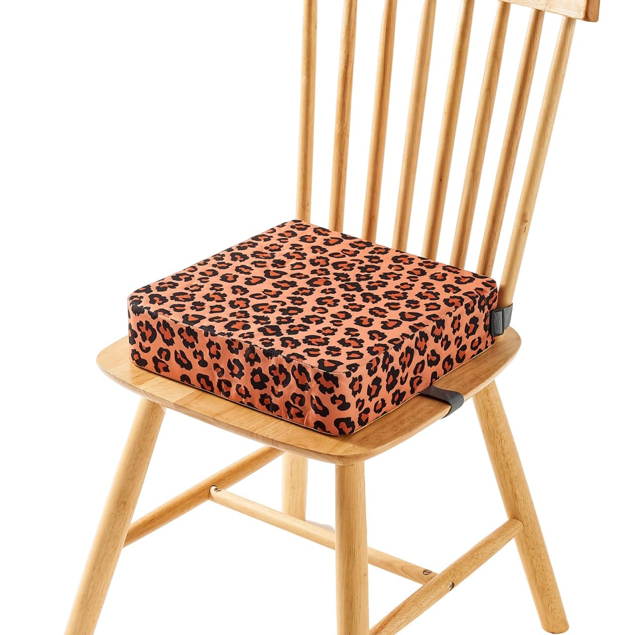 FANSU Baby Toddler Booster Seat Cushion Square with Straps Kid Dismountable Heightening Dining Chairs Pad Washable Highchair Booster Cushion Mat (Leopard)