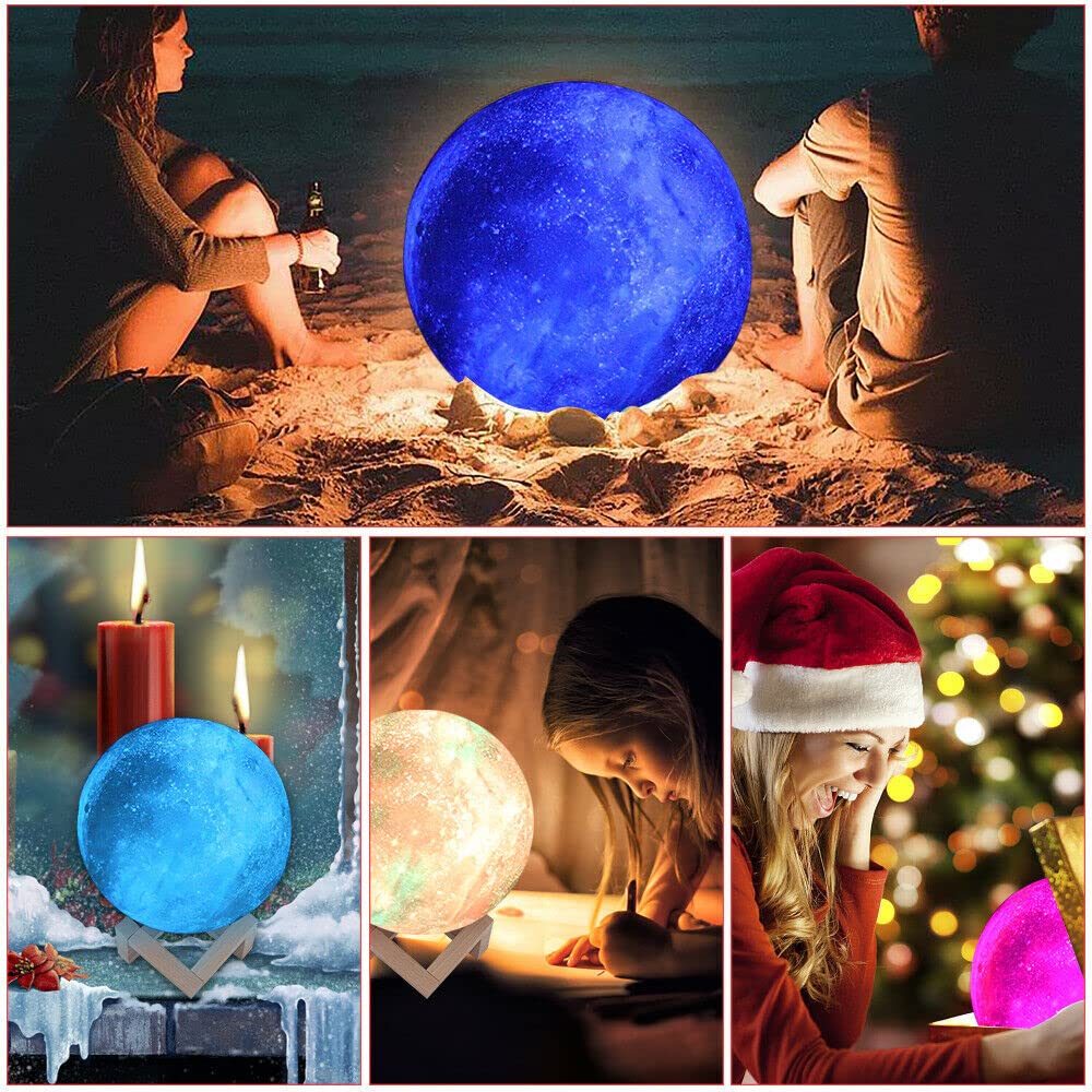 Dropship - Lámpara de luna personalizada con impresión 3D, recargable, personalizable, regalo para niños, novia (3 farbe, 15 cm)