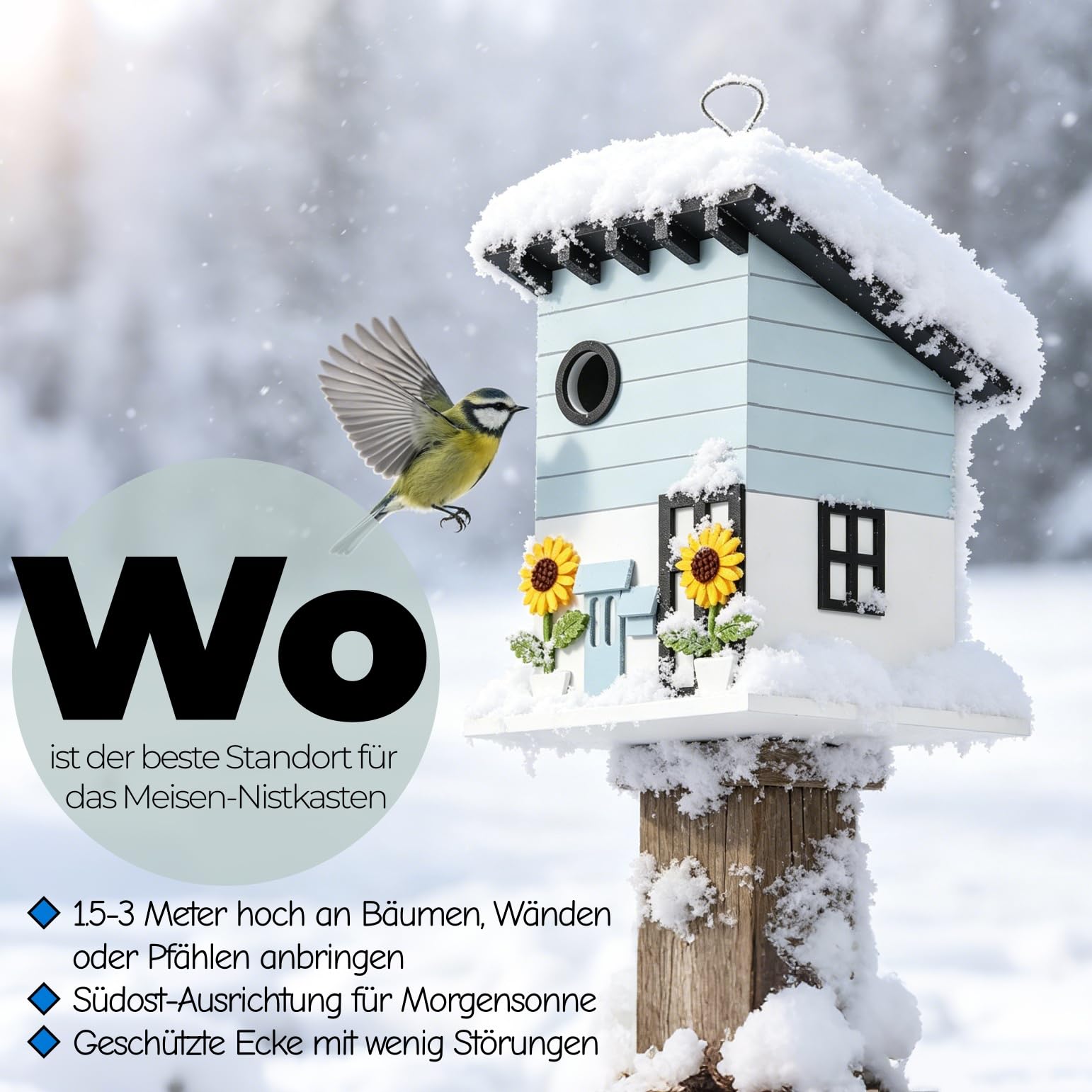 Nistkasten für Vögel für draußen wetterfest, Vogelhaus zum Aufhängen - dekoratives Vogelhäuschen für Garten, Balkon & Terrasse mit 33mm Einflugloch