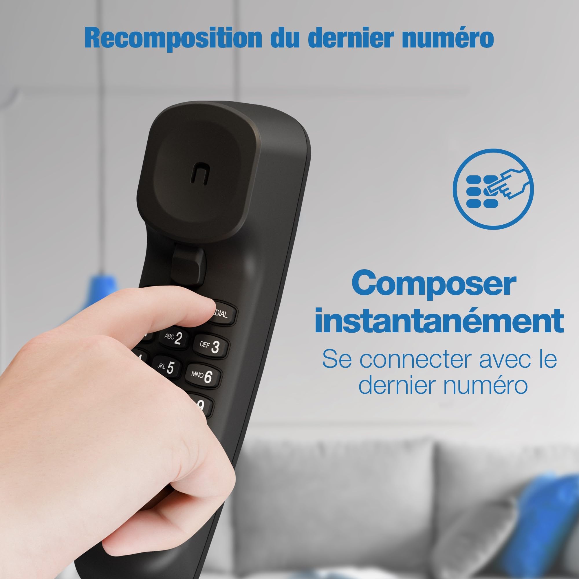 VTech CD1100-B Téléphone filaire avec contrôle du volume et recomposition du dernier numéro