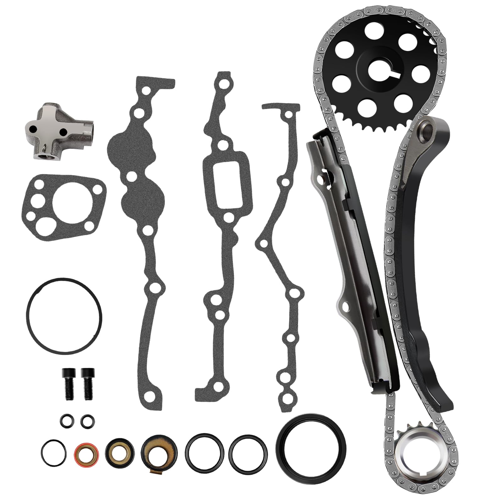 ECCPP Timing Chain Kit Fits for Nissan 1995-1997 Pickup 90-94 D21 90-92 Stanza 1990 Axxes 89-90 240SX 2.4L 2389CC l4 GAS SOHC, w/Timing Chains Crank Sprocket Tensioner Guide Rail Gaskets and Oil Seal