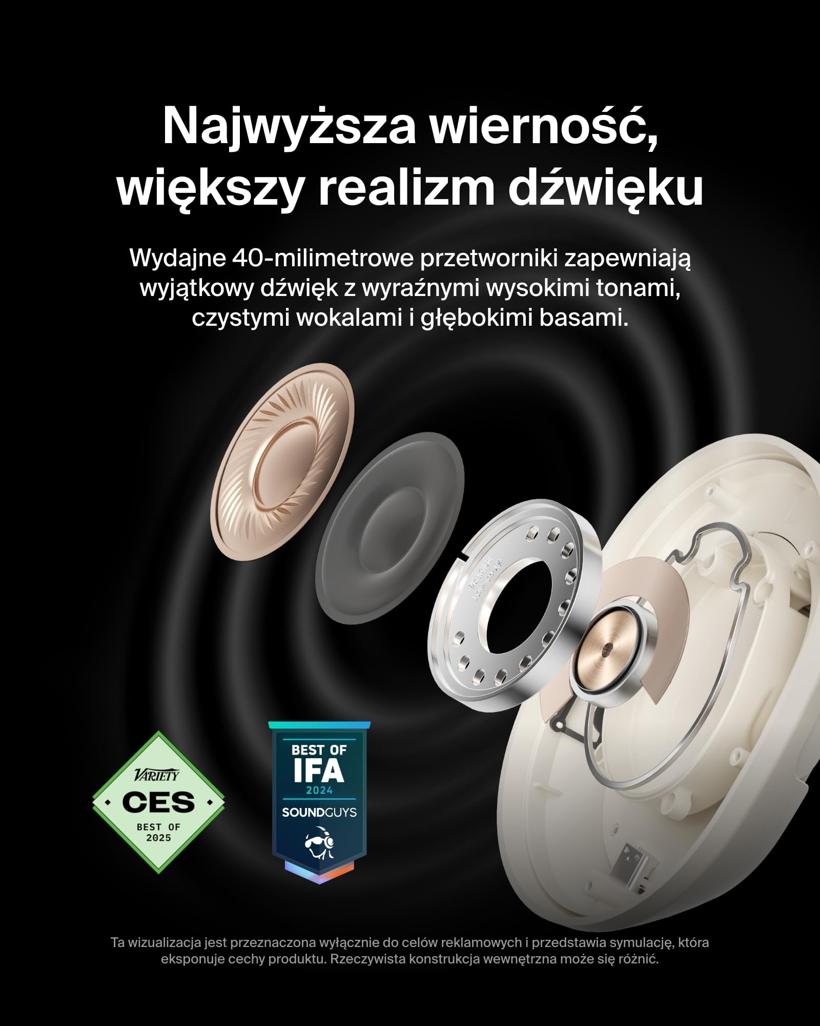 Belkin SoundForm Isolate Słuchawki Bezprzewodowe z Redukcją Hałasu, hybrydowe słuchawki Bluetooth, czas odtwarzania 60 godz., głębokie basy, nauszniki CloudCushion, do podróży, domu, biura – piaskowe