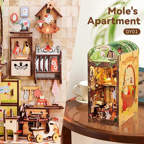 Miniatura 4 de Fsolis Kit de rincón de libros, kit de casa de muñecas en miniatura, kit de modelo en miniatura de Mayberry Street, kits de modelo de rincón de