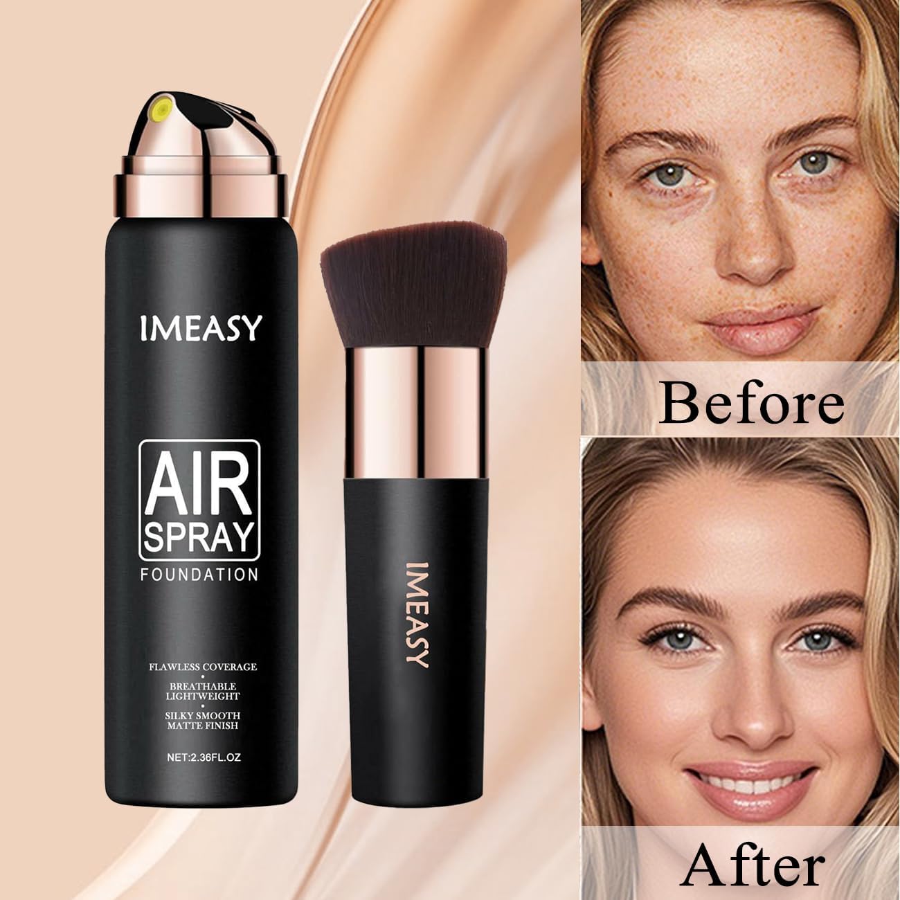 Airbrush Makeup Foundation Spray, Flawless Full Coverage Foundation, Long-Lasting, Breathable & Moisturizing for Older Women, Teens, and Mature Skin, Buildable Coverage for Smooth Radiant Skin (NUDE) - Image 4