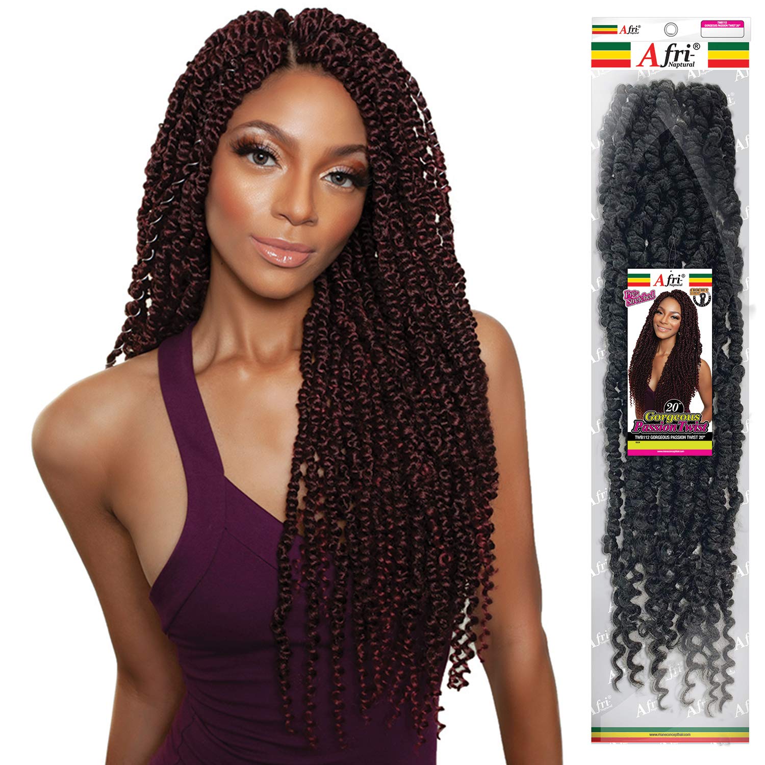 Amazon.com : Mane Concept Crochet Braids A Fri-Naptural Pre-Stretched  TWB112 Gorgeous Passion Twist 20" (1 PACK, T1B/30) : Beauty & Personal Care