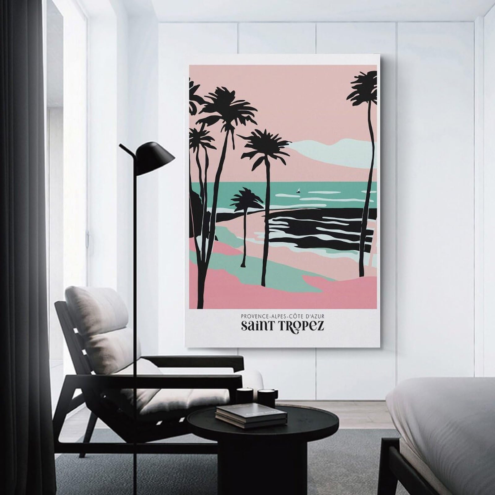 Junmoney Decorative Canvas Print Saint Tropez France, 20x30inch(50x75cm), for Entrance Spaces, Stair Walls Or Halls, A Neat Decor Update for Hallways