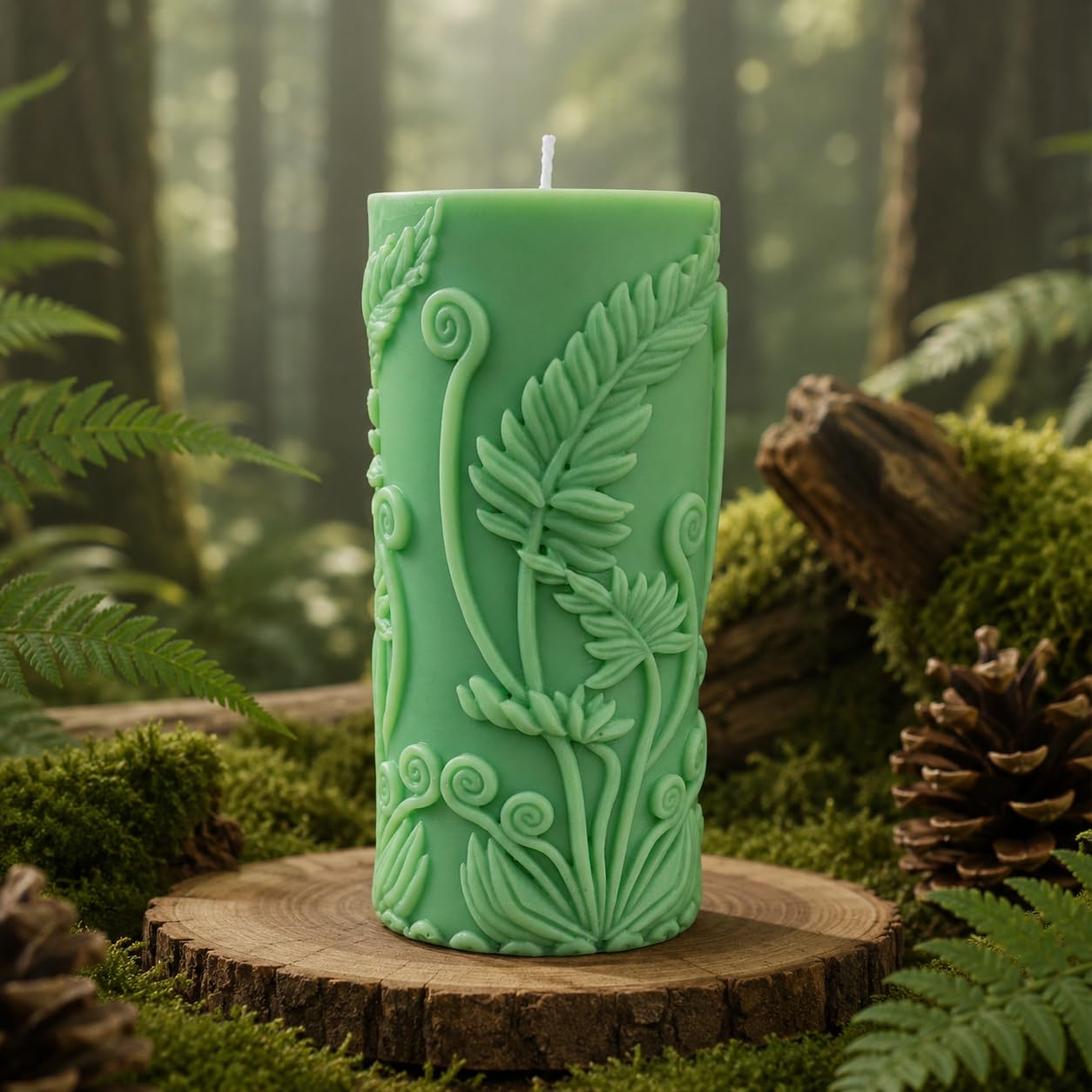 Clachaig Candles Handpoured Fern Scented Frond-Shaped Pillar Candle