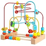 Timy First Bead Maze Roller Coaster Wooden Educational Circle Toy for Toddlers