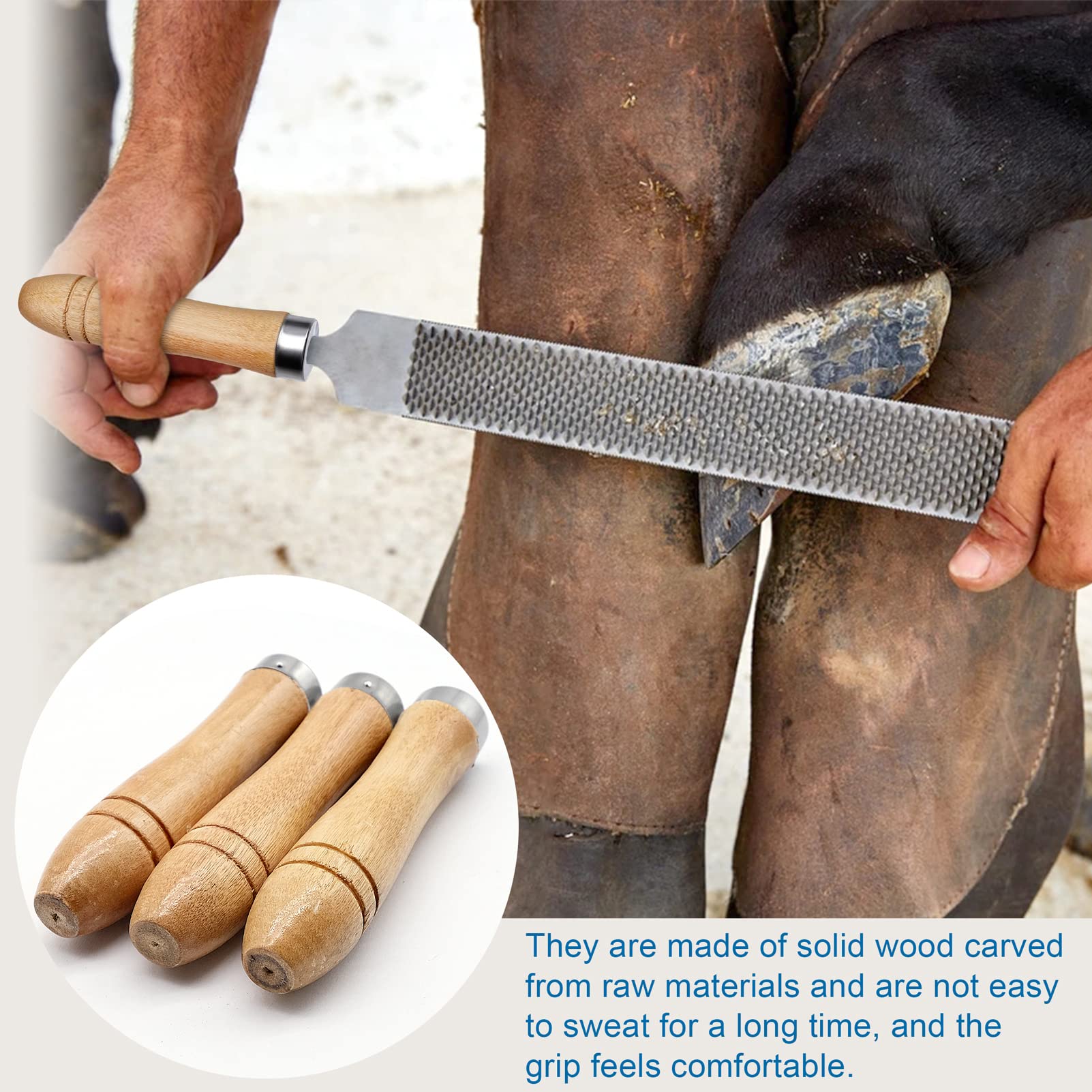 10 tiradores de madera con anillo de seguridad de metal, 11 cm de longitud, agujero de 6 mm, repuesto para herramientas de corte, asas de madera dura para garaje, carpintería, mantenimiento de