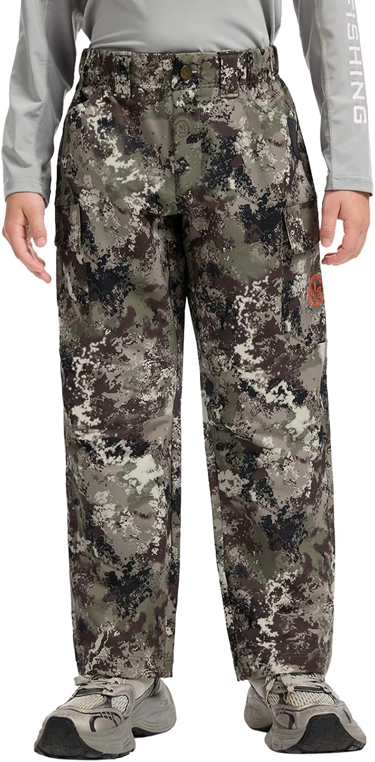 BASSDASH Invis Kid’s Youth Stretch Hunting Pants Water Resistant Breathable Camo Cargo Fishing Pant