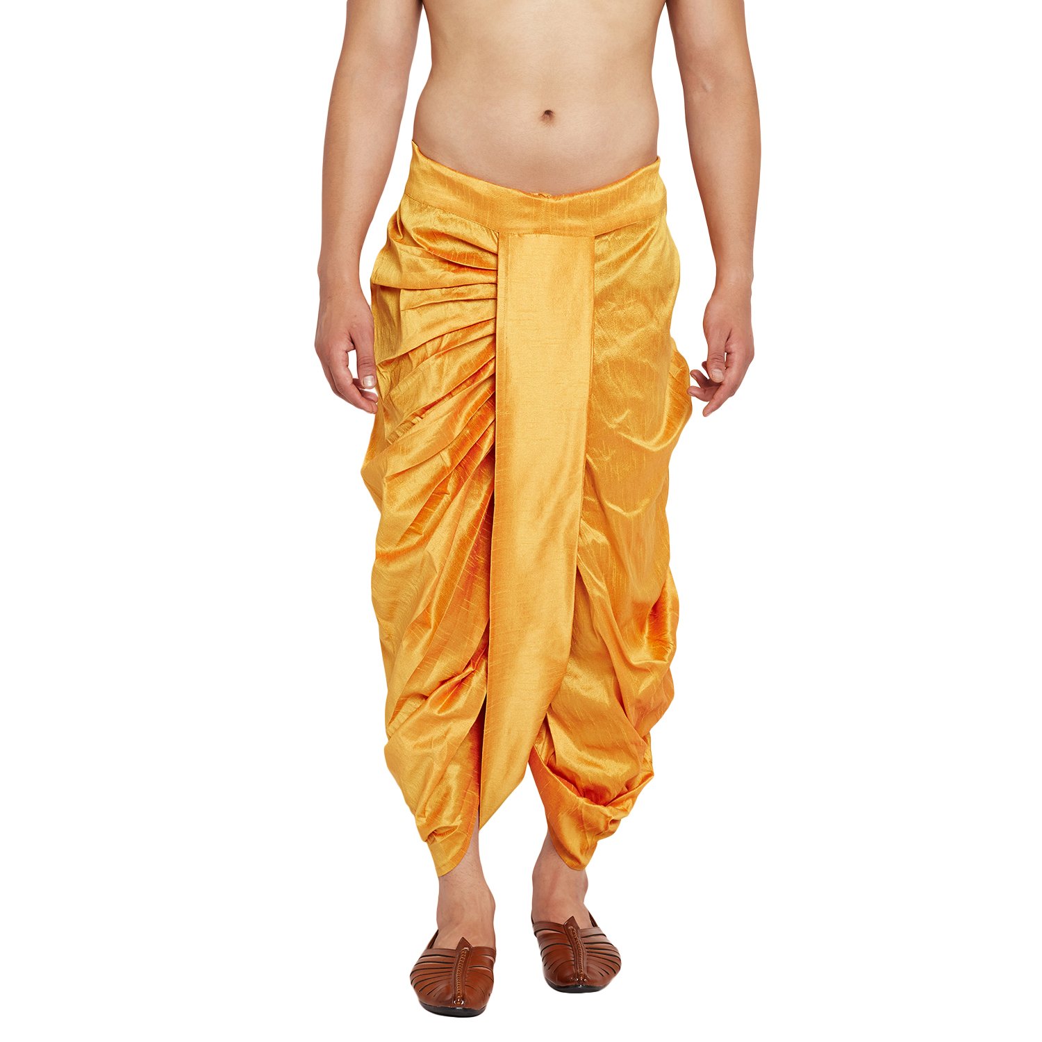 Sojanya (Since 1958 Mens Stitched Mustard Dupion Silk Dhoti