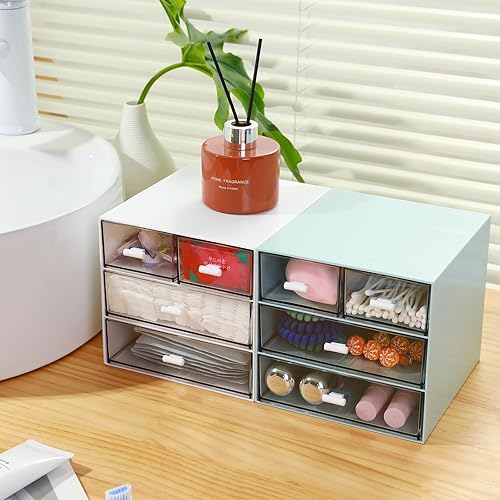 Miniatura 5 de MILULUGO Organizador de maquillaje con 4 cajones, organizador de escritorio, caja de almacenamiento de cosméticos para esmalte de uñas, lápiz